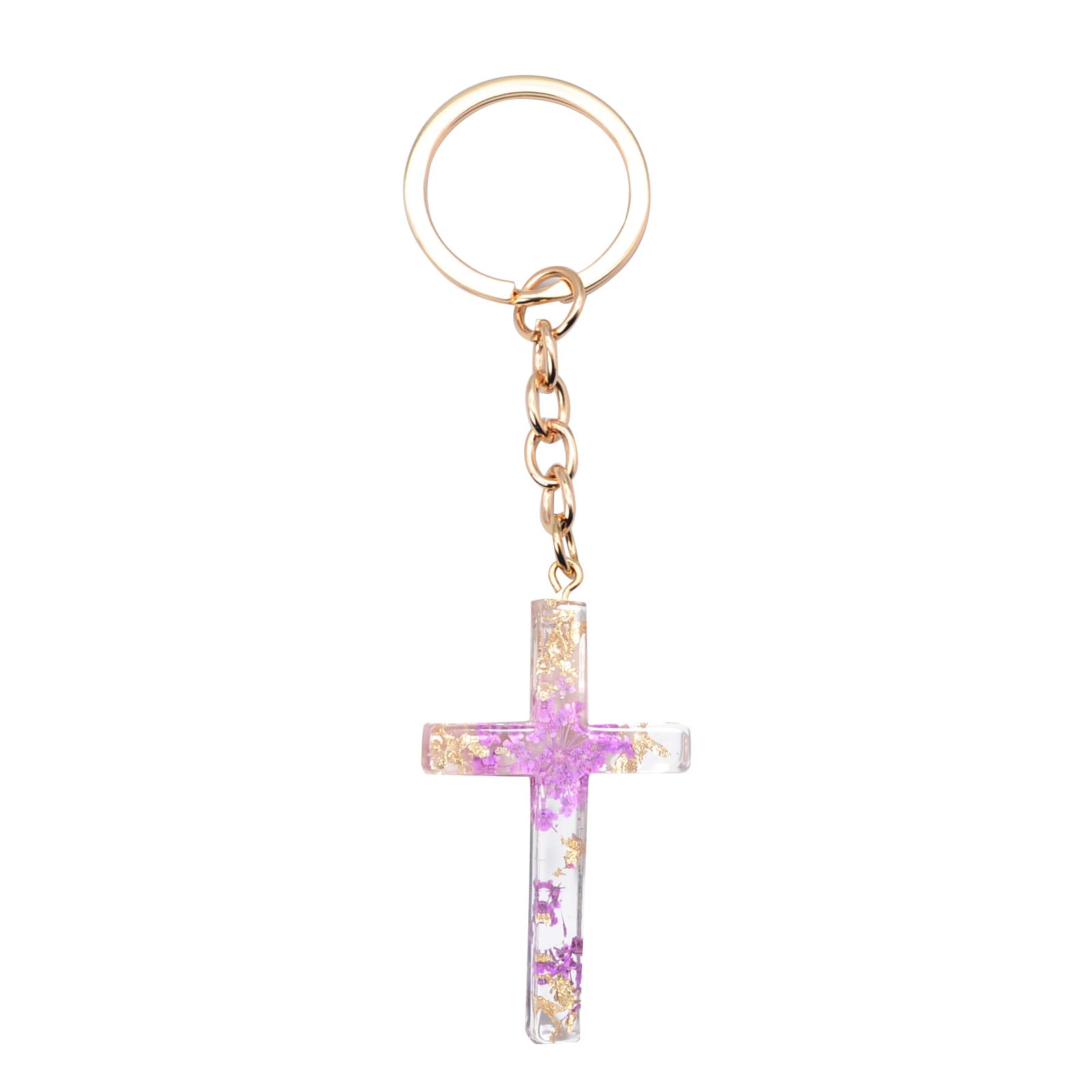 Bydezcon JesusChristian Kreuz Schlüsselanhänger Trockenblume Glitzer Dekoration Anhänger Handtasche HängenChrams Auto Schmuckstück Zubehör Geschenk von Bydezcon