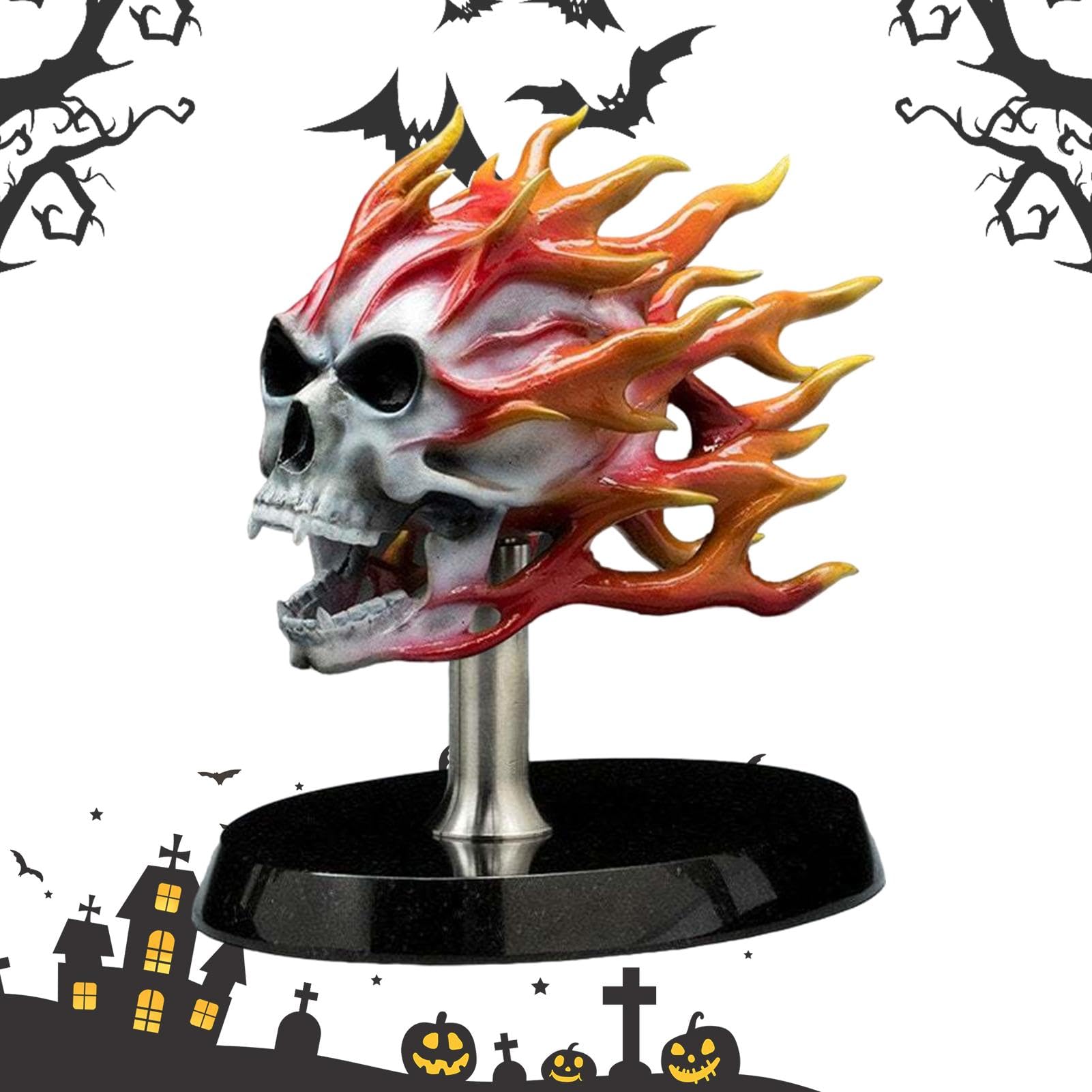 Motorrad Schädel Dekoration | Flamme Schädel Skulptur | Einzigartige Motorrad Display | Skelett Figur Zubehör | Custom Motorrad Ornamente | Flamme Design für die meisten Motorräder von Byeaon