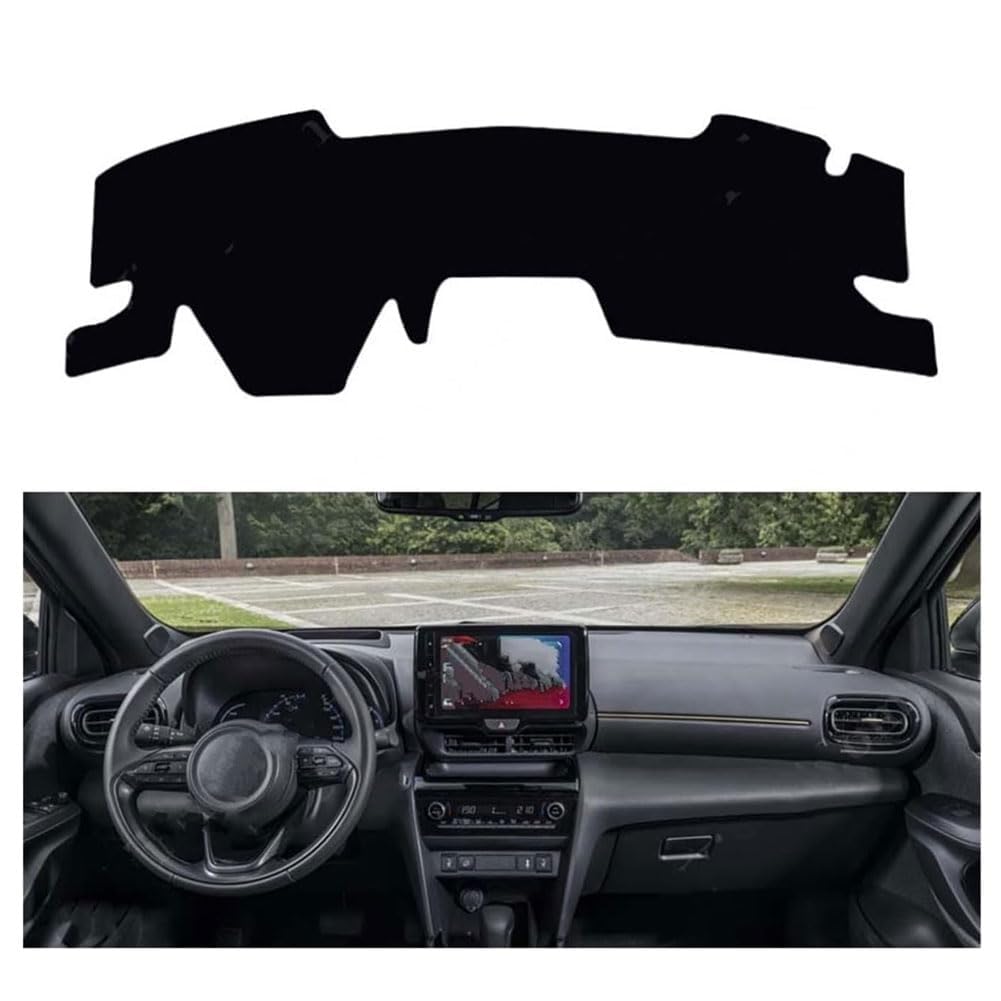 Auto Armaturenbrett Abdeckung Matte, für Toyo-TA Yaris Cross XP210 2021 2022 2023, Anti-Rutsch Dash Matte Teppich Sonne Schatten Schutz Dashmat Pad,A/LHD-Blackside von BymAde