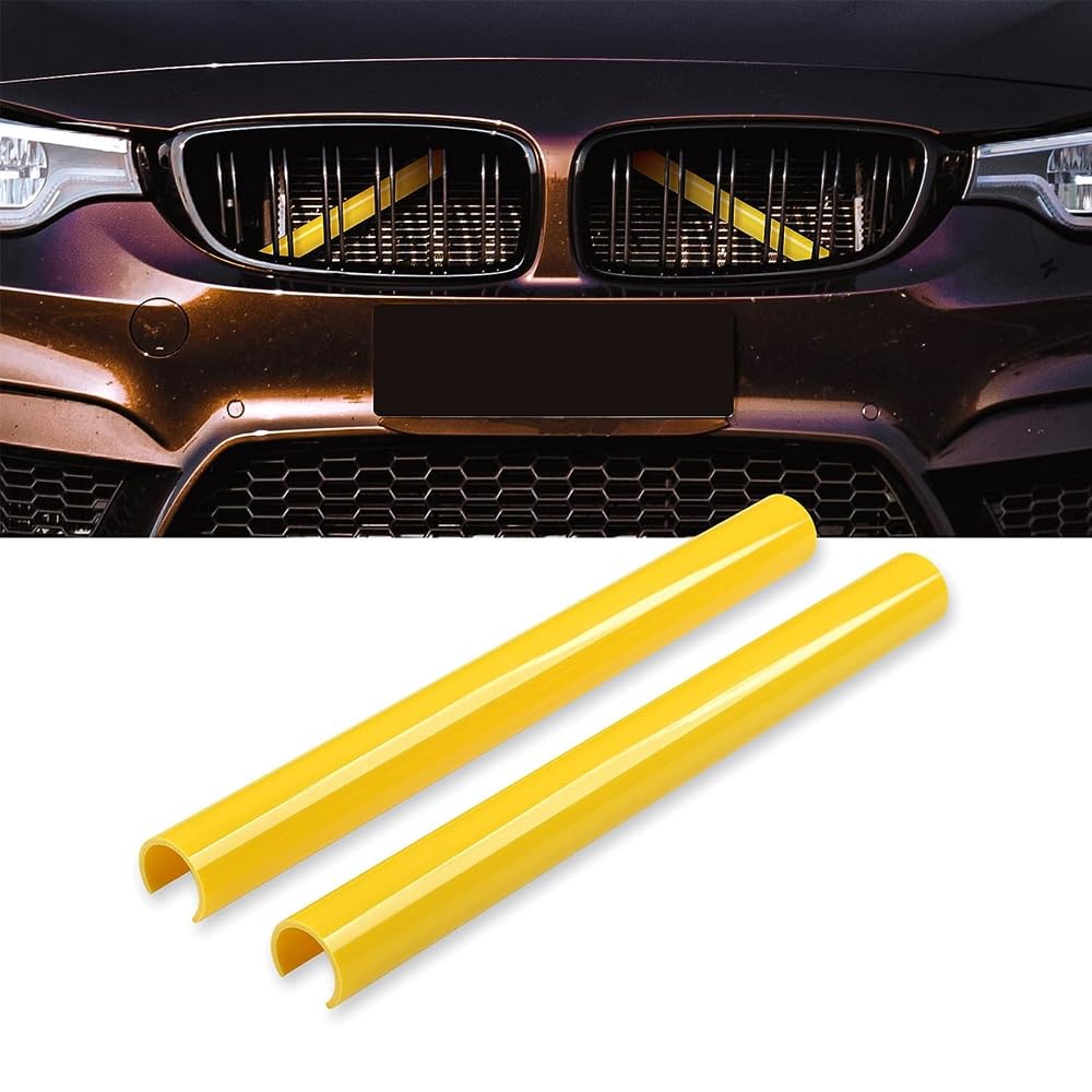 Bynome Frontgrill Einsatz, Streifen Kühlergrill Einsätze Zierleiste für BMW F20 F30 2011-2021,328i/320i/335i/428i, Grilleinsatzzubehör für 1/2/3/4/5 Serie F20/F21/F22/F23/F45/F31/F31/F33/F36(Gelb) von Bynome