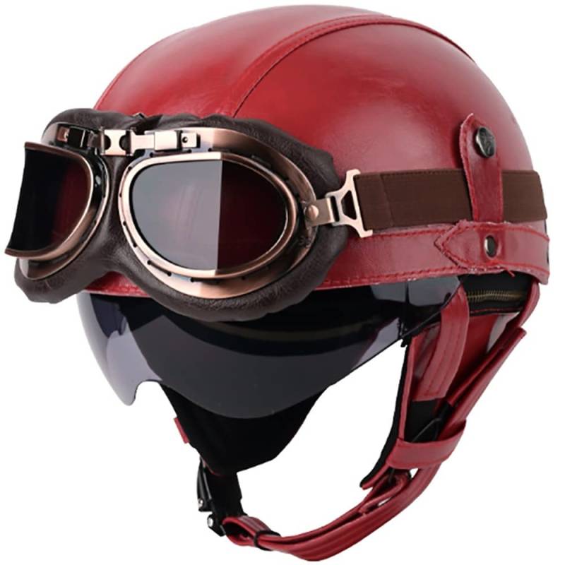 Halbhelme Jethelme Halbhelme Motorradhelm mit ECE Genehmigt Brain-Cap Halbschale Roller-Helm Scooter-Helm Jet-Helm Retro für Erwachsene Herren Damen von Byroads