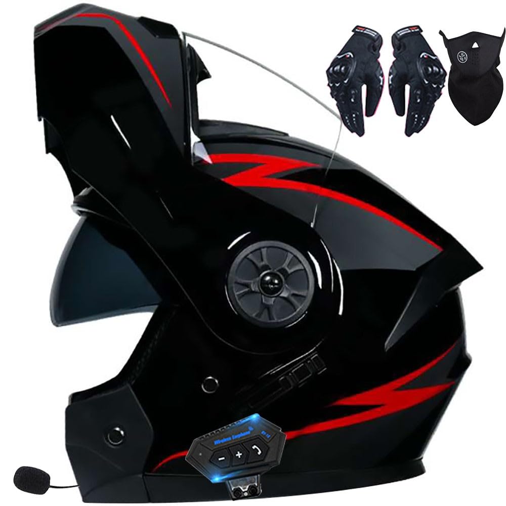 Helm Motorrad Modularer Bluetooth-Helm Klapphelm Full Face Motorradhelm mit ECE Zertifiziert Damen Herren Integralhelme Motorrad Integrierter Roller-Helm Mofa Helm Moped-Helm von Byroads