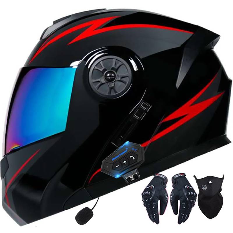 Helm Motorrad Modularer Bluetooth-Helm Klapphelm Full Face Motorradhelm mit ECE Zertifiziert Damen Herren Integralhelme Motorrad Integrierter Roller-Helm Mofa Helm Moped-Helm von Byroads