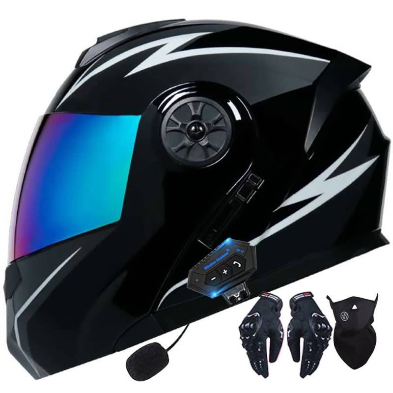 Helm Motorrad Modularer Bluetooth-Helm Klapphelm Full Face Motorradhelm mit ECE Zertifiziert Damen Herren Integralhelme Motorrad Integrierter Roller-Helm Mofa Helm Moped-Helm von Byroads