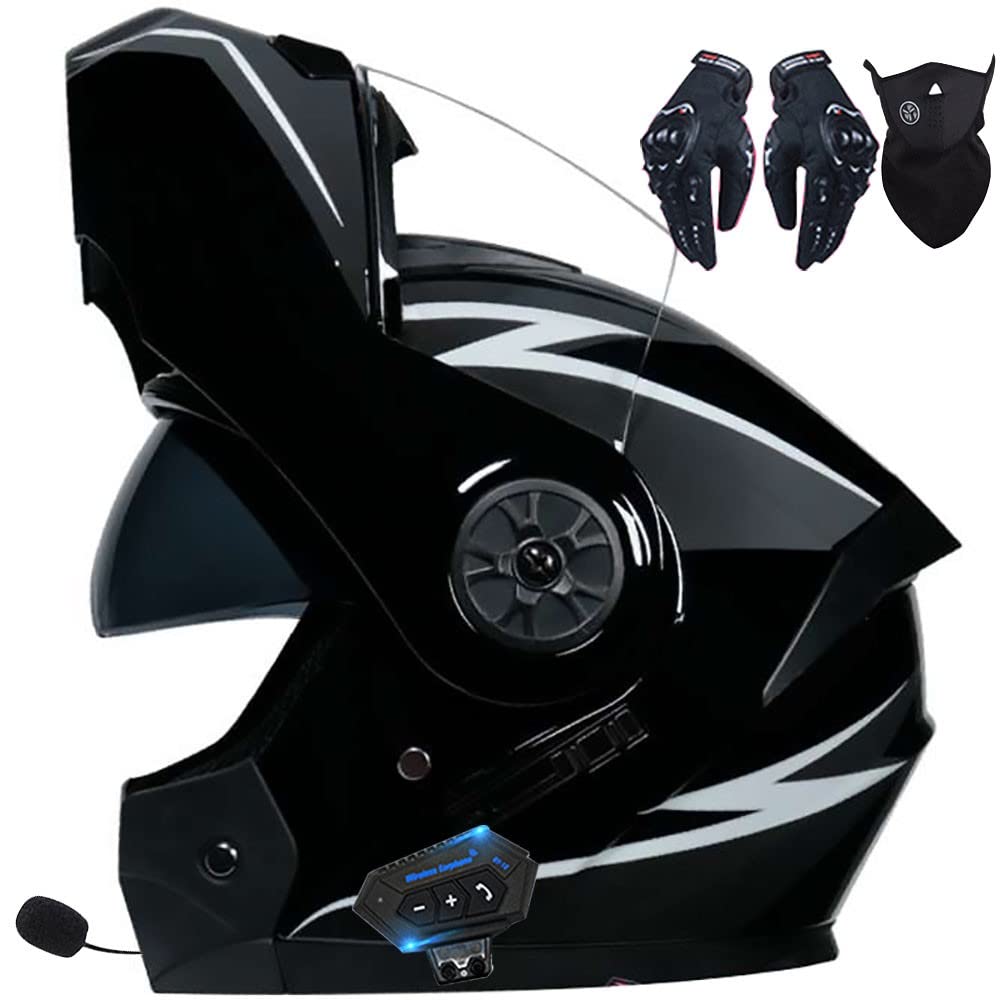 Helm Motorrad Modularer Bluetooth-Helm Klapphelm Full Face Motorradhelm mit ECE Zertifiziert Damen Herren Integralhelme Motorrad Integrierter Roller-Helm Mofa Helm Moped-Helm von Byroads