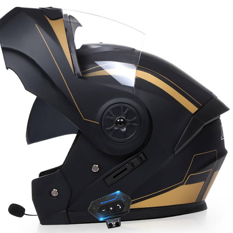 Helm Motorrad mit Musik Radio Bluetooth Modularer Bluetooth-Helm Klapphelm Full Face Motorradhelm ECE Zertifiziert Damen Integralhelme vollvisierhelm sturzhelm Motorrad Herren von Byroads