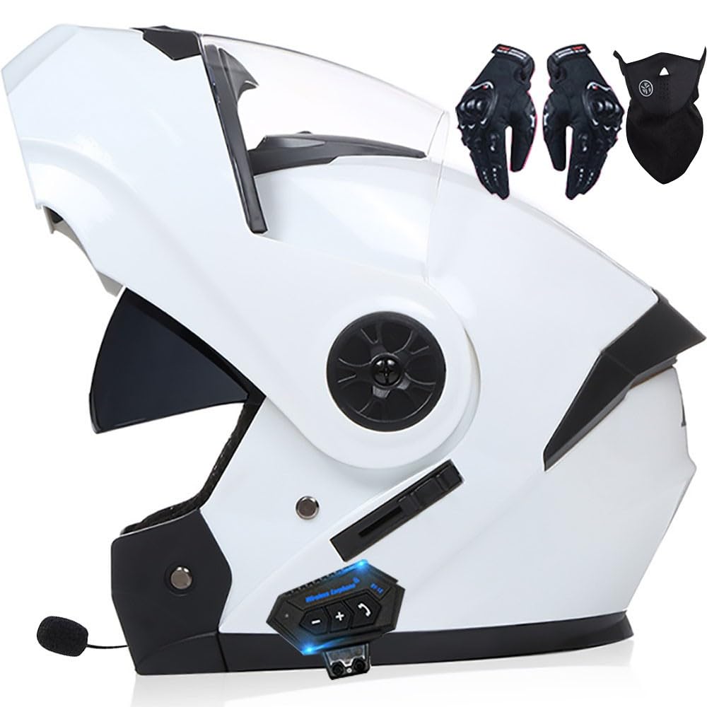 Helm Motorrad mit Musik Radio Bluetooth Modularer Bluetooth-Helm Klapphelm Full Face Motorradhelm ECE Zertifiziert Damen Integralhelme vollvisierhelm sturzhelm Motorrad Herren von Byroads