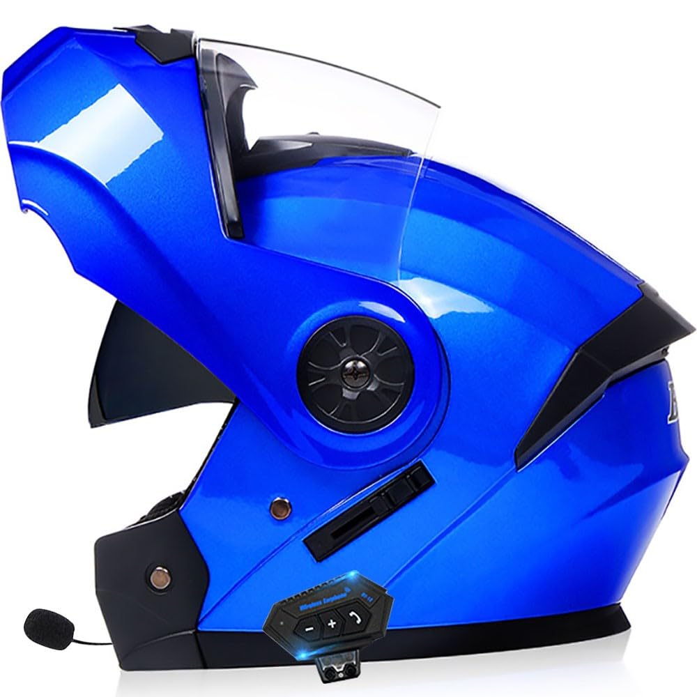 Helm Motorrad mit Musik Radio Bluetooth Modularer Bluetooth-Helm Klapphelm Full Face Motorradhelm ECE Zertifiziert Damen Integralhelme vollvisierhelm sturzhelm Motorrad Herren von Byroads