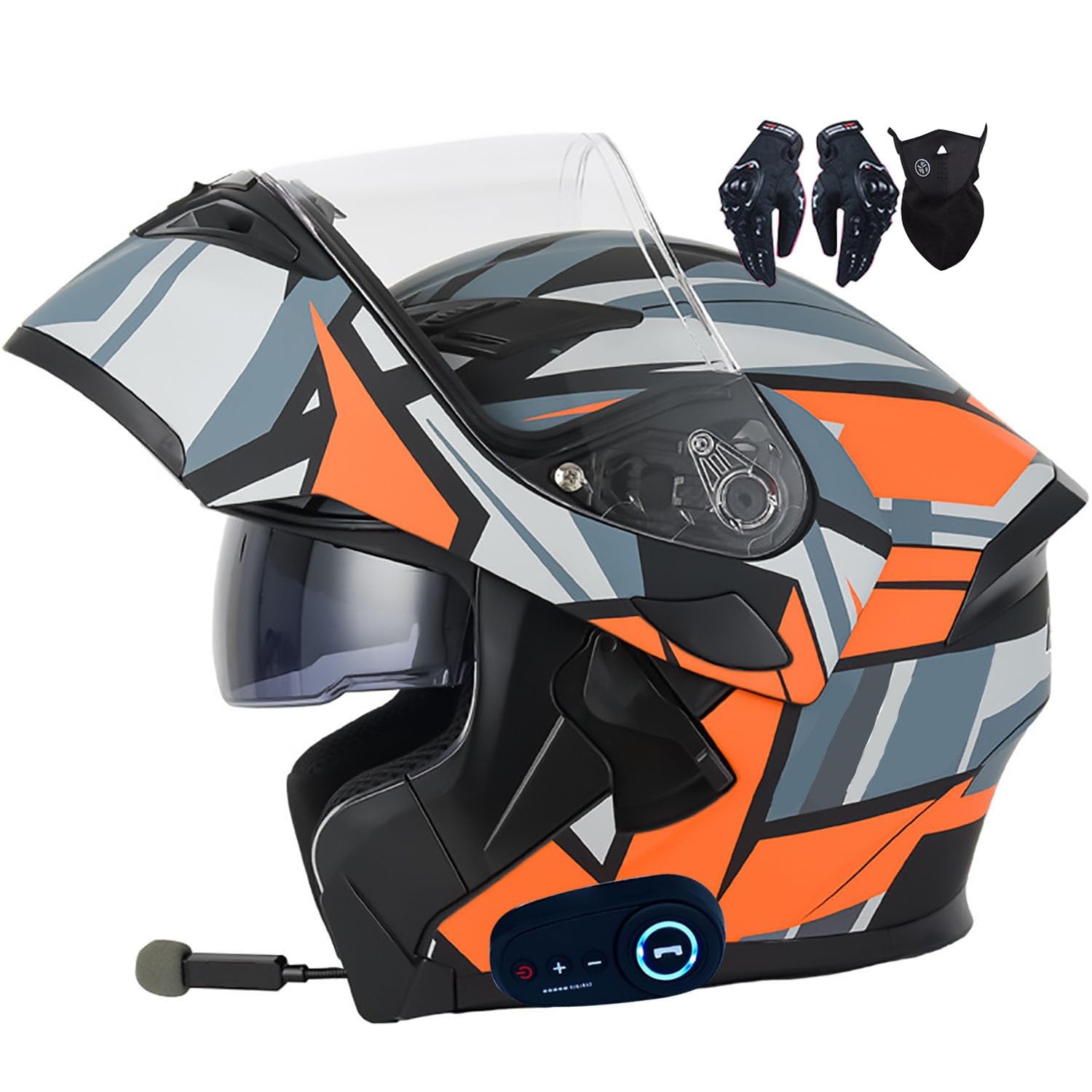 Integralhelm Klapphelm Motorrad mit bluetooth integriert ECE Zertifiziert Modularer Helm Doppelvisier Moped Street Racing Helm für Erwachsene Männer Frauen Roller Helm von Byroads
