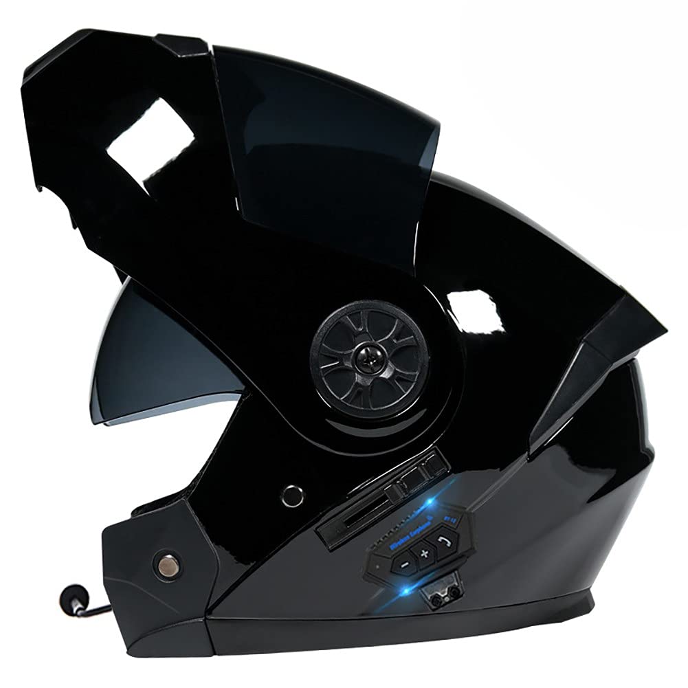 Klapphelm mit Bluetooth, Motorradhelm Integrierter Bluetooth-Helm DOT/ECE Genehmigt Motorrad Full Face Helm Rollerhelm Anti-Fog-Doppelspiegel Sturzhelm Unisex 55~62CM von Byroads