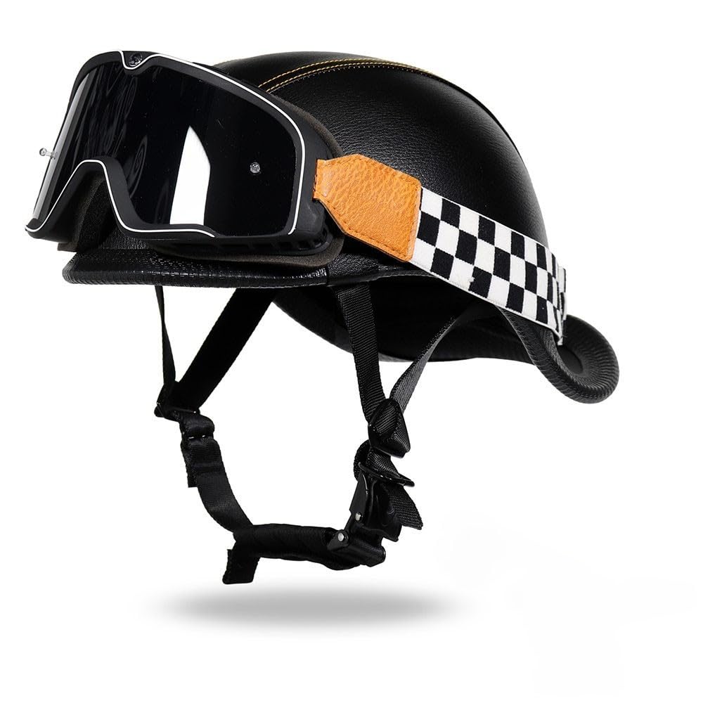 Vintage Open Face Motorrad Half Helm mit Cool Shade Brille Retro Half Face Helme für Männer Frauen Unisex-Adult fahrradhelm wehrmacht halbschalenhelm mit ECE genehmigt von Byroads