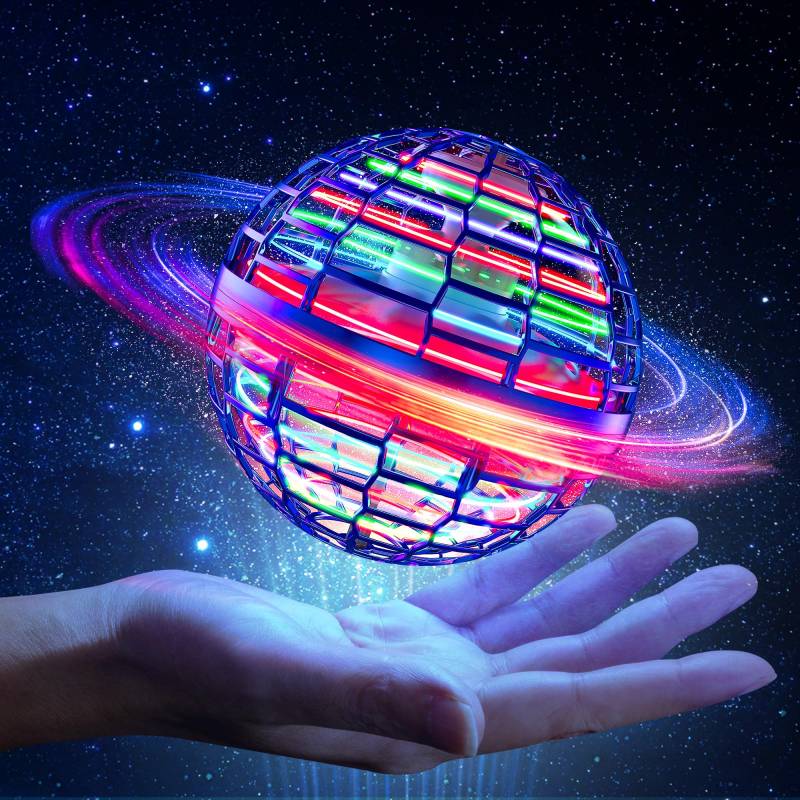 Fliegender Ball, Hover Flying Ball mit LED, Flying Spinner mit 360 ° rotierenden, Fliegender Spielzeug Handgesteuerter Mini Drohne, Hand Controlled Schwebeball, für Jungen Mädchen 6+ Jahre (Blue) von Byuert