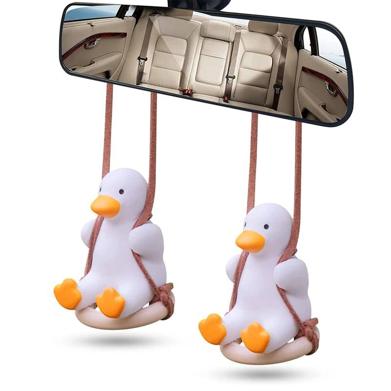 Bztzhm 2 Stück Schwingende Ente Auto, Ente Auto Anhänger, Schaukel Ente Dekor, Swinging Duck, Süße Swinging Duck Car Hanging Ornament, für Auto Hängende Ornamente, Dekorative Ornamente von Bztzhm