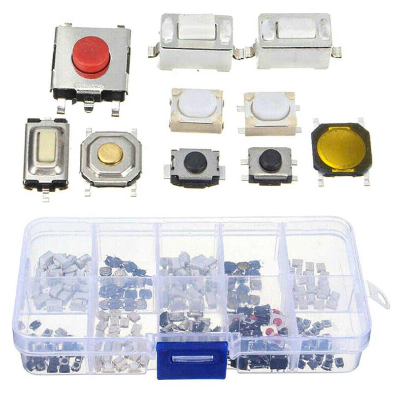 250Stücke Mikroschalter Micro Switch Taktile Druckschalter Touch Schalter Taktile Push Button Switch Sortiment für Auto Fernbedienung Schlüssel mit Box von STEEIRO