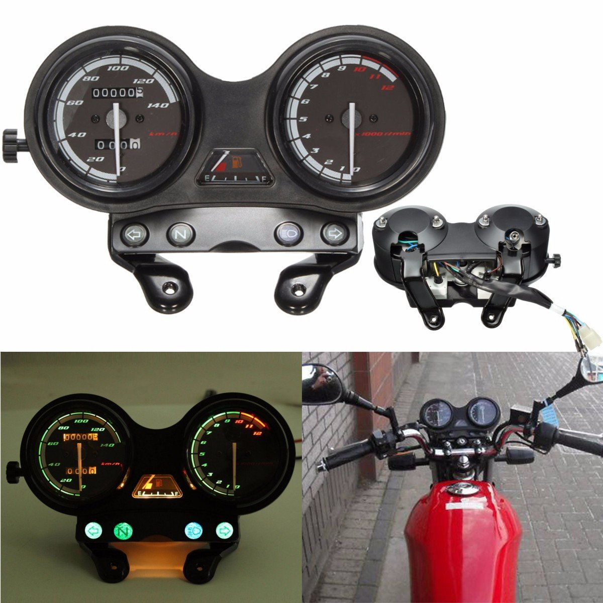 C-FUNN 12000Rpm Motorrad LCD Kilometerzähler Tachometer Für Yamaha Ybr 125 von C-FUNN