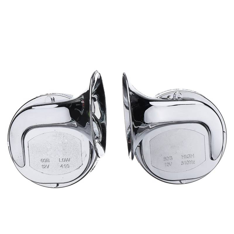 C-FUNN Pair 12V 110Db Chrome Dual Tone Air Snail Horn for Car Van Motorcycle Universal von C-FUNN