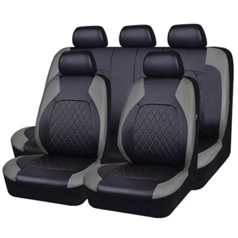 Auto Leder Sitzschoner Set für Seat Cupra Born 2021+,Auto Schonbezug Full Set Leder Sitzbezug Vordersitze Rücksitzschoner Auto Zubehör,A-Gray von CAALO