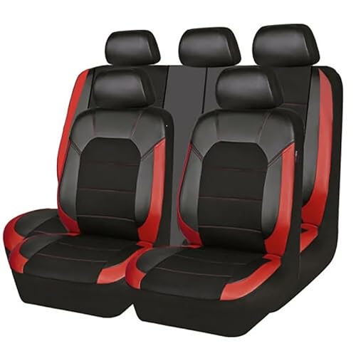 CAALO Auto Leder Sitzschoner Set für Hyundai Tucson 2021 2022 2023,Auto Schonbezug Full Set Leder Sitzbezug Vordersitze Rücksitzschoner Auto Zubehör,A/Black-RED von CAALO