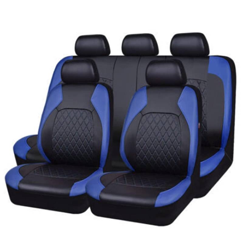 CAALO Auto Leder Sitzschoner Set für Seat Ateca 2016+,Auto Schonbezug Full Set Leder Sitzbezug Vordersitze Rücksitzschoner Auto Zubehör,A-Blue von CAALO