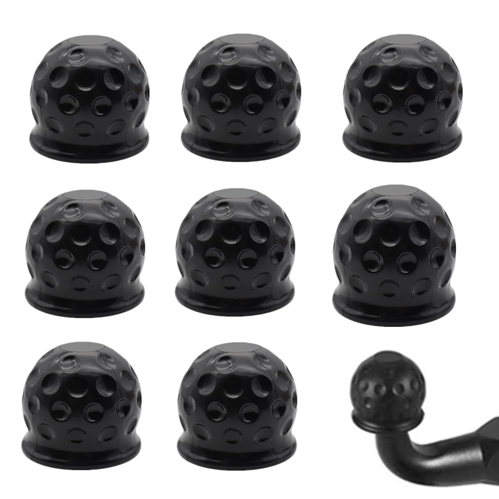 Anhängerkupplung, 50 mm, Gummi, Abdeckung für Anhängerkupplung, Kugelabdeckung, Schwarz, 8 Stück von CAASFOOY