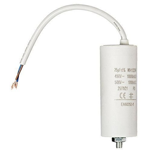 CABLEPELADO Anlaufkondensator für Elektromotor, Permanentkondensator, einphasig, Anschlusskabel, geeignet für Pumpen, Kompressoren, Waschmaschinen, Luftmaschinen, 450 VAC, 25 uF von CABLEPELADO