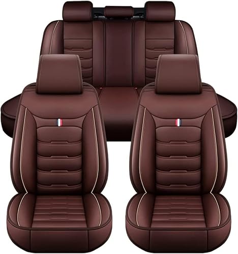 PU Leder Autositzbezüge-Set für Golf 8 Golf VIII 2020 2021 2022 2023 2024 2025, Airbag kompatibel, Wasserdicht, Auto Sitzbezüge Covers Zubehör,E Brown von CAESY