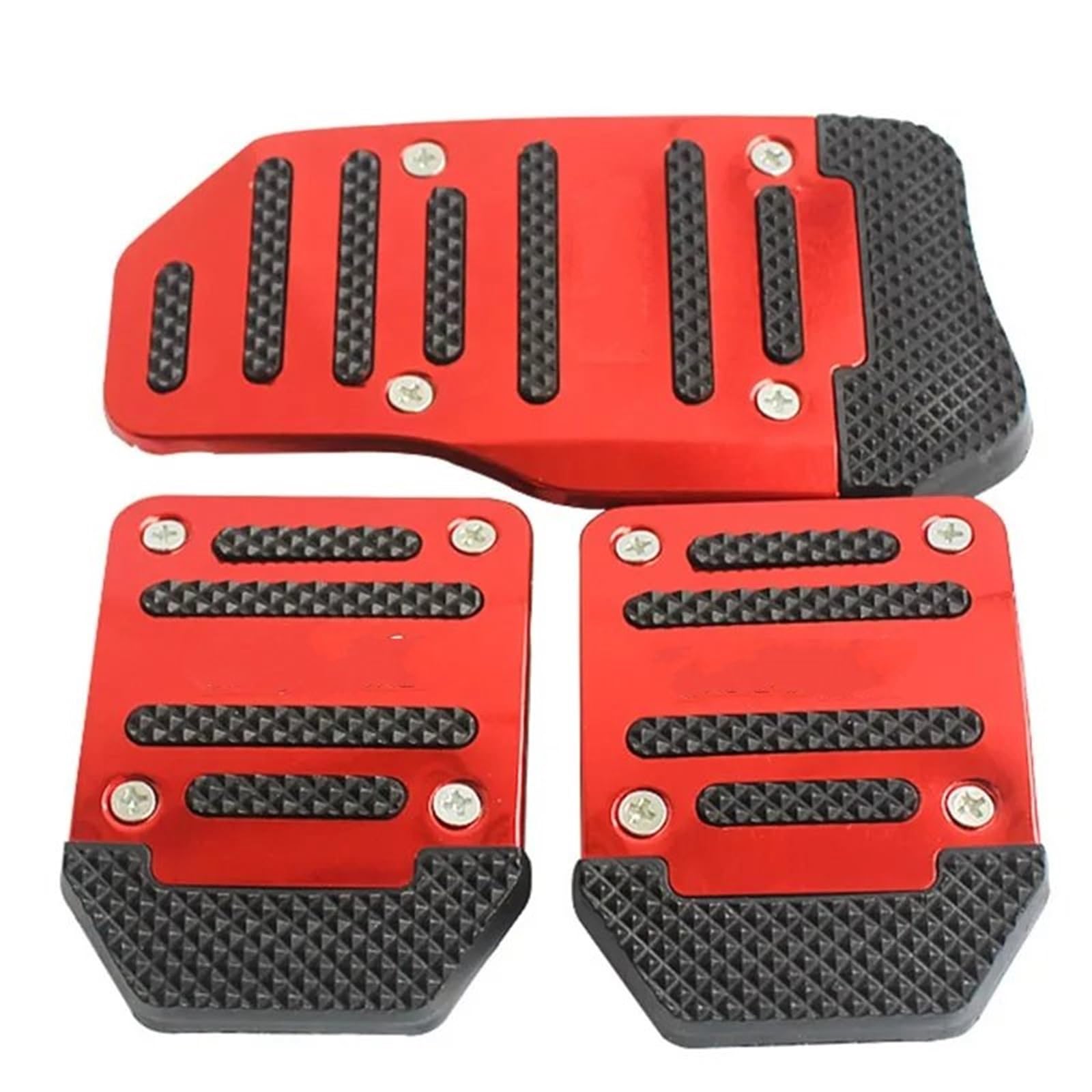 Auto Bremspedal 3Pcs Universal Racing Manuelle Nicht-Slip Fuß Pedal Pad Abdeckung Aluminium Automatische Getriebe Bremse Accelerator Pedalkappen(Red) von CAIDIS