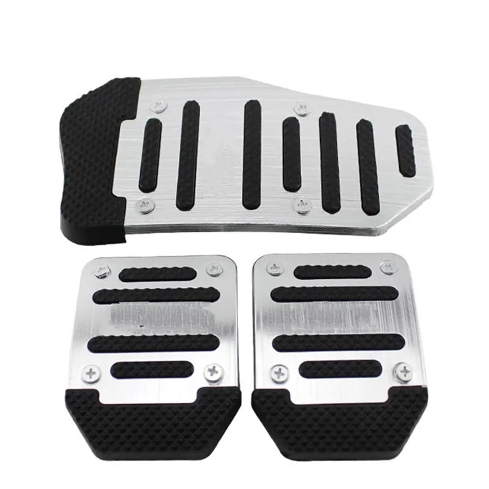 Auto Bremspedal 3Pcs Universal Racing Manuelle Nicht-Slip Fuß Pedal Pad Abdeckung Aluminium Automatische Getriebe Bremse Accelerator Pedalkappen(Silber) von CAIDIS