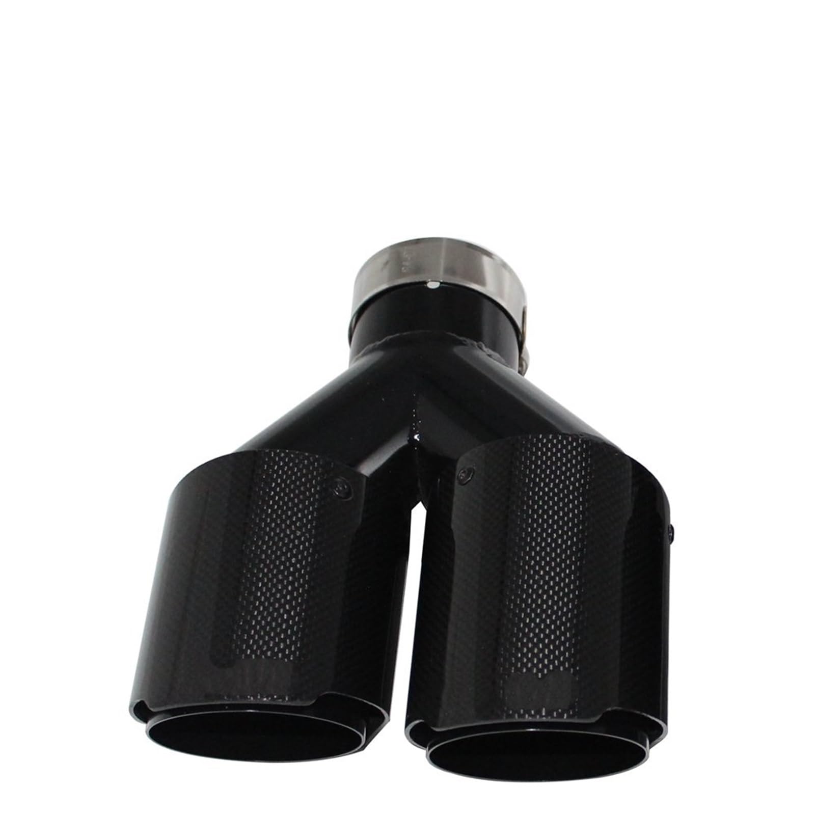 Auto Endrohrblenden Auto Carbon Faser Glänzend Schalldämpfer Spitze Y Form Doppel Ausgang Auspuffrohr Schalldämpfer Düse Dekoration Universal Edelstahl Schwarz Auspuff Endrohre(Left 51mm-101mm) von CAIDIS