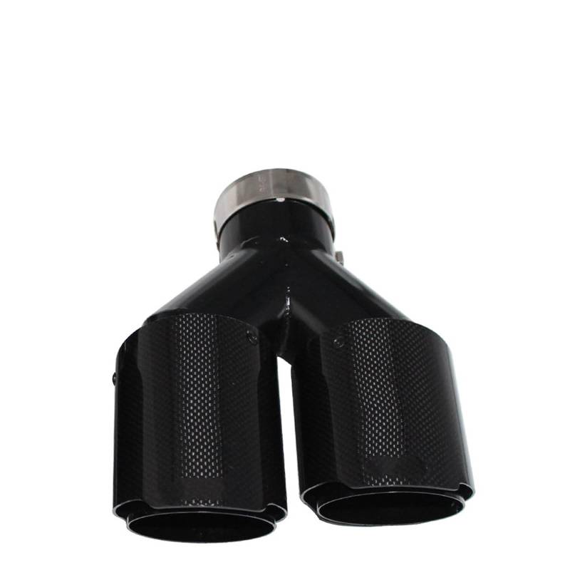 Auto Endrohrblenden Auto Carbon Faser Glänzend Schalldämpfer Spitze Y Form Doppel Ausgang Auspuffrohr Schalldämpfer Düse Dekoration Universal Edelstahl Schwarz Auspuff Endrohre(Right 51mm-89mm) von CAIDIS