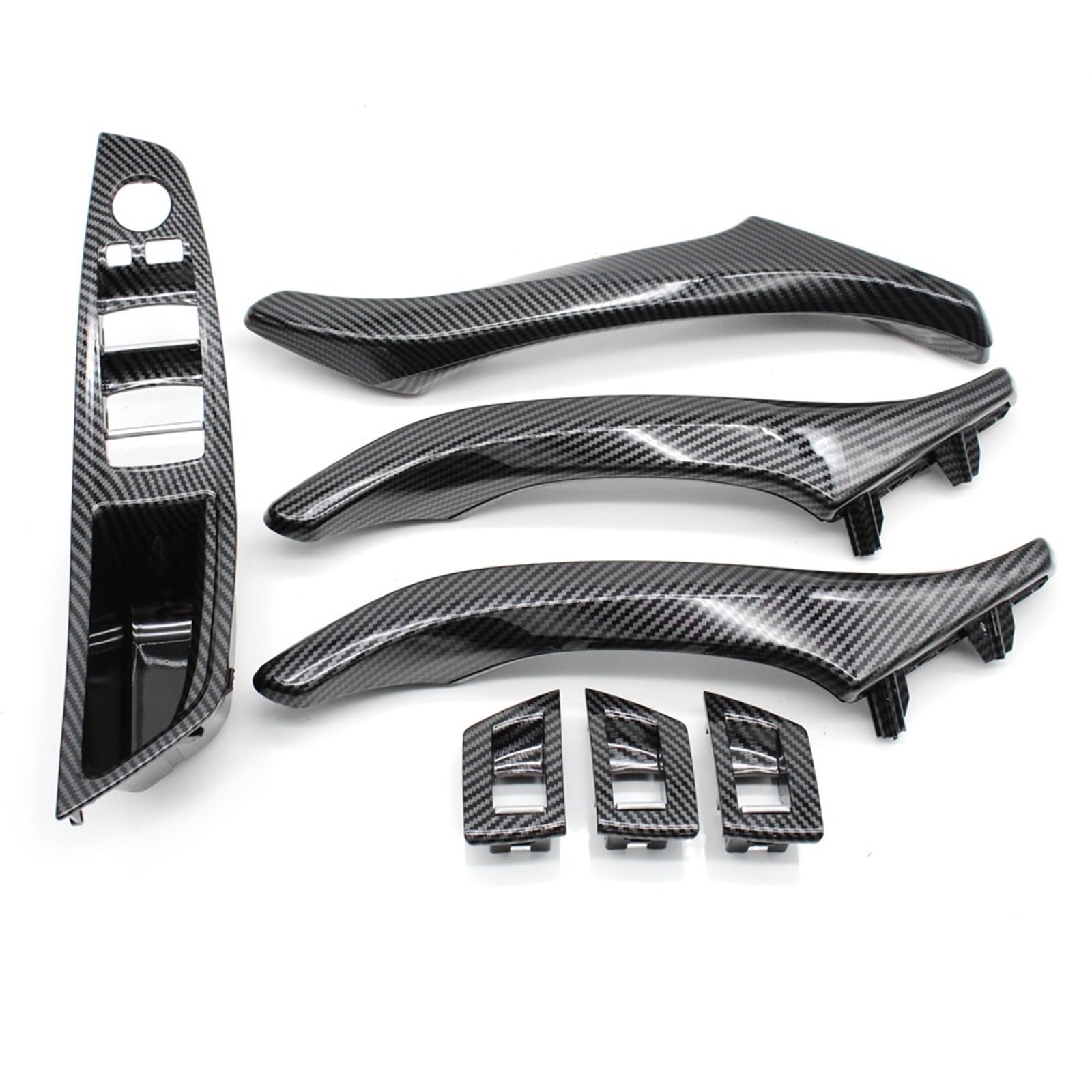 Auto Türgriff Innen Für 5 Series F10 F11 520i 523i 525i 528i 530i 535i LHD RHD Carbon Faser Auto Innen Tür Griff Ziehen 7PCS Set Auto Innentürgriff(LHD Assembly Set) von CAIDIS