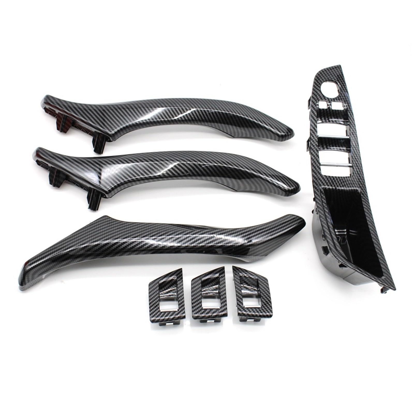 Auto Türgriff Innen Für 5 Series F10 F11 520i 523i 525i 528i 530i 535i LHD RHD Carbon Faser Auto Innen Tür Griff Ziehen 7PCS Set Auto Innentürgriff(RHD Assembly Set) von CAIDIS