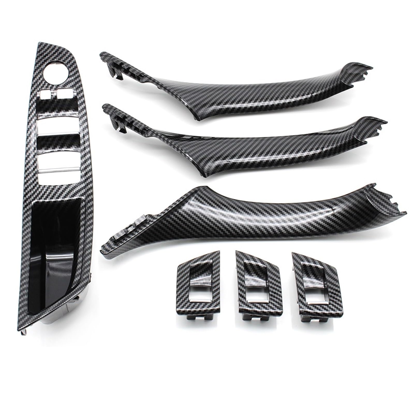 Auto Türgriff Innen Für 5 Series F10 F11 520i 523i 525i 528i 530i LHD Beige Schwarz Auto Innentür Griff Armlehne Panel Pull Trim Abdeckung Set Auto Innentürgriff(LHD Carbonfiber Set) von CAIDIS