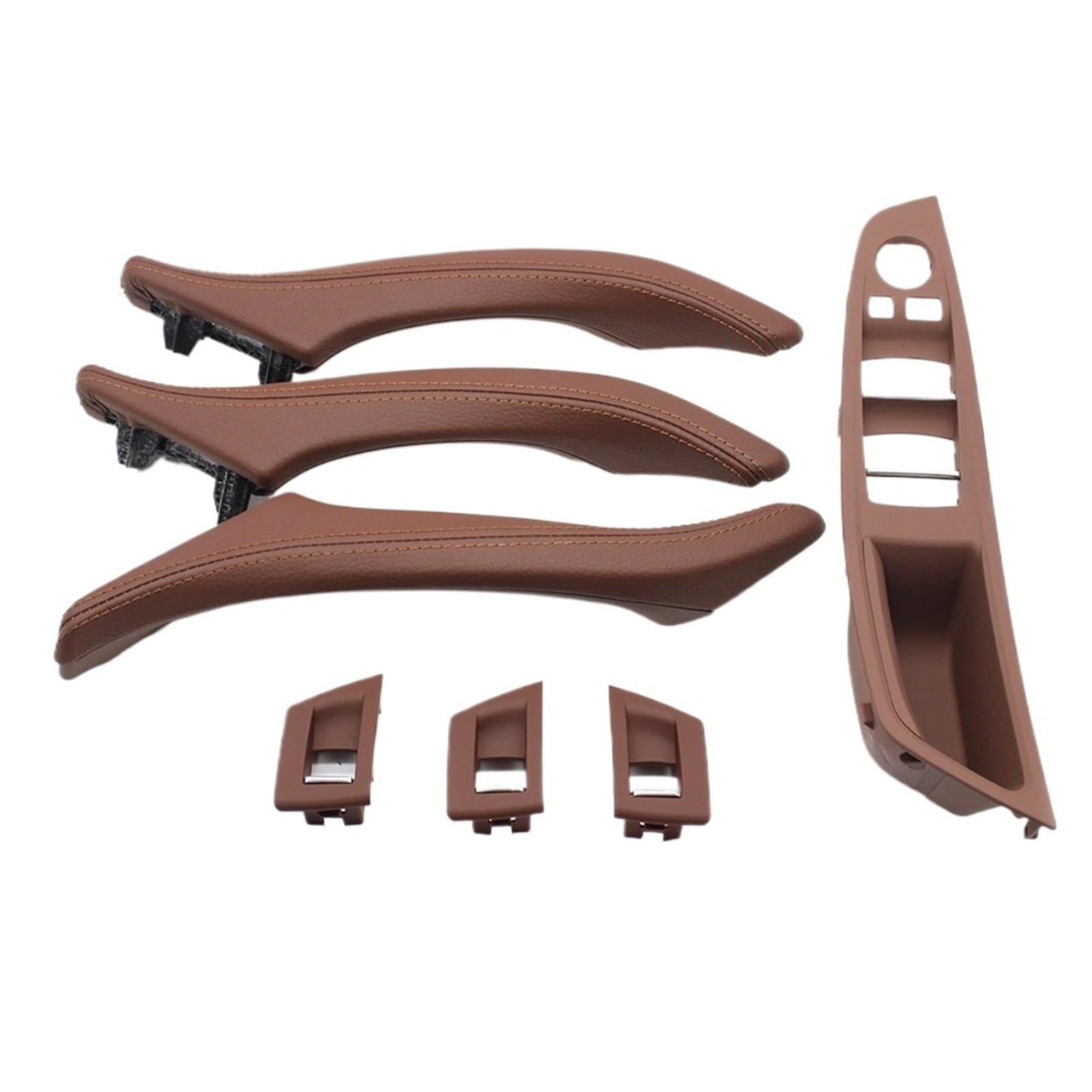 Auto Türgriff Innen Für 5 Series F10 F11 523i 525i 528i 530 Rechtslenker RHD Auto Innen Leder Türgriff Montage 7piece Set Auto Innentürgriff(Model A Brown) von CAIDIS