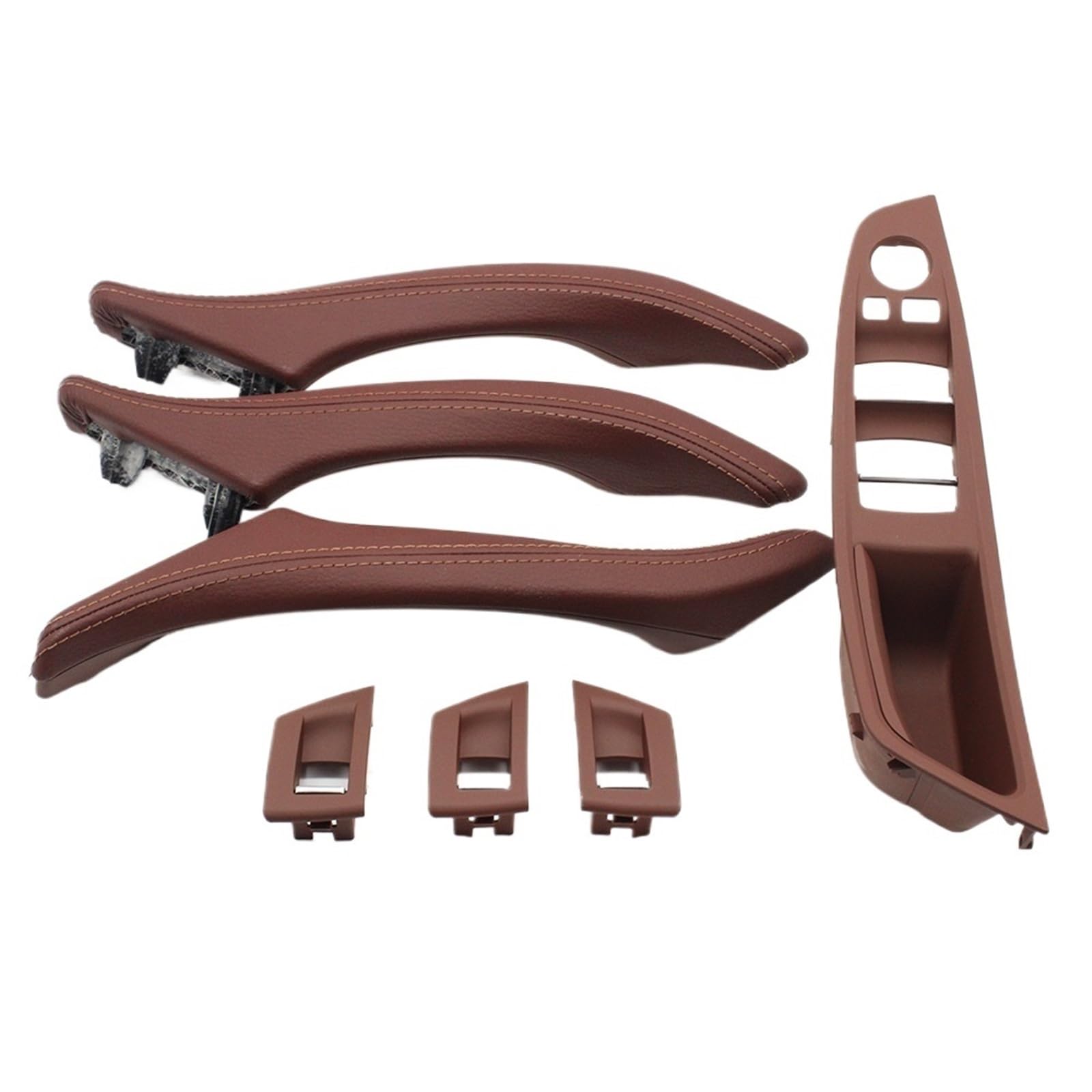 Auto Türgriff Innen Für 5 Series F10 F11 523i 525i 528i 530 Rechtslenker RHD Auto Innen Leder Türgriff Montage 7piece Set Auto Innentürgriff(Model A Redbrown) von CAIDIS