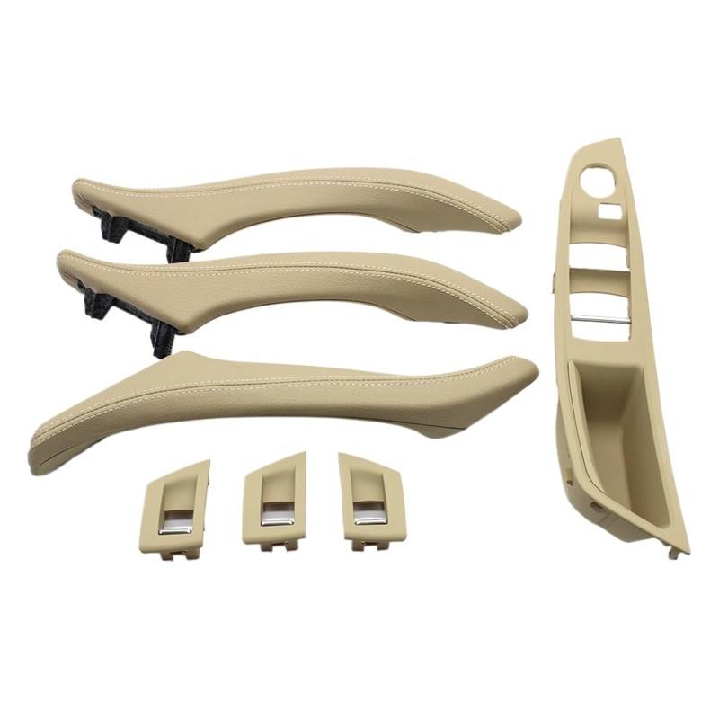 Auto Türgriff Innen Für 5 Series F10 F11 523i 525i 528i 530 Rechtslenker RHD Auto Innen Leder Türgriff Montage 7piece Set Auto Innentürgriff(Model B Beige) von CAIDIS