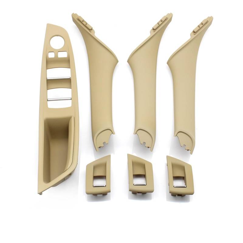 Auto Türgriff Innen Für 5 Series F10 F11 F18 520i 523i 525i 528i 535i Auto Innen Kunststoff Tür Armlehne Fenster Schalter Panel Pull Griff 7 Stücke Set Auto Innentürgriff(LHD Beige 7piece) von CAIDIS