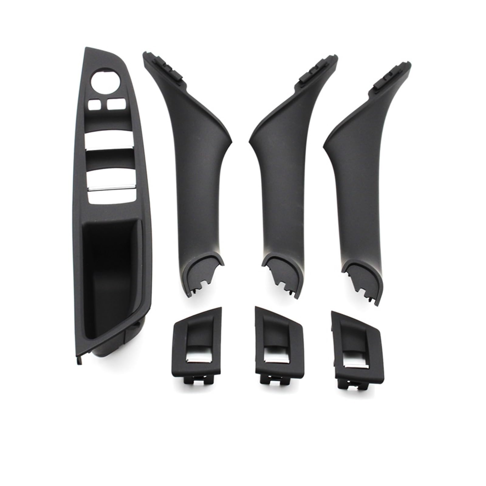 Auto Türgriff Innen Für 5 Series F10 F11 F18 520i 523i 525i 528i 535i Auto Innen Kunststoff Tür Armlehne Fenster Schalter Panel Pull Griff 7 Stücke Set Auto Innentürgriff(LHD Black 7piece) von CAIDIS