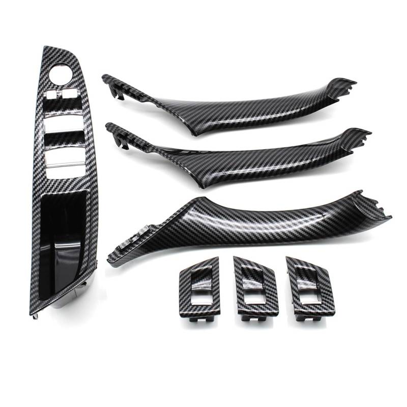 Auto Türgriff Innen Für 5 Series F10 F11 F18 520i 523i 525i 528i 535i Auto Innen Kunststoff Tür Armlehne Fenster Schalter Panel Pull Griff 7 Stücke Set Auto Innentürgriff(LHD CarbonFiber 7piece) von CAIDIS