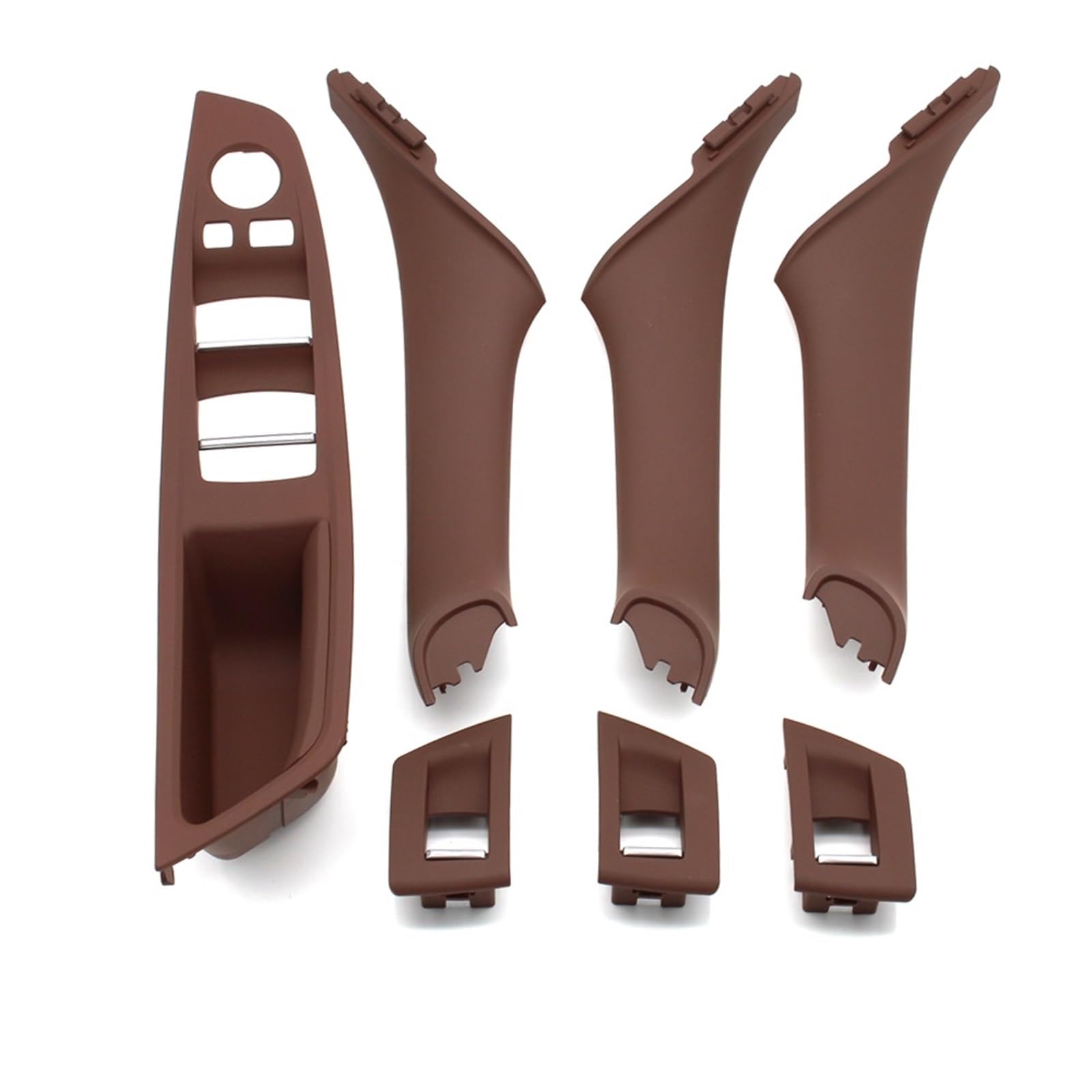 Auto Türgriff Innen Für 5 Series F10 F11 F18 520i 523i 525i 528i 535i Auto Innen Kunststoff Tür Armlehne Fenster Schalter Panel Pull Griff 7 Stücke Set Auto Innentürgriff(LHD Red Brown 7piece) von CAIDIS