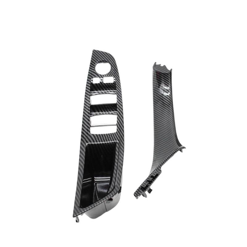 Auto Türgriff Innen Für 5 Series F10 F11 F18 520i 523i 525i 528i 535i LHD Carbon Fiber Beige Schwarz Innen Tür Pull Griff Trim Abdeckung Set Auto Innentürgriff(Carbon Fiber 2piece) von CAIDIS