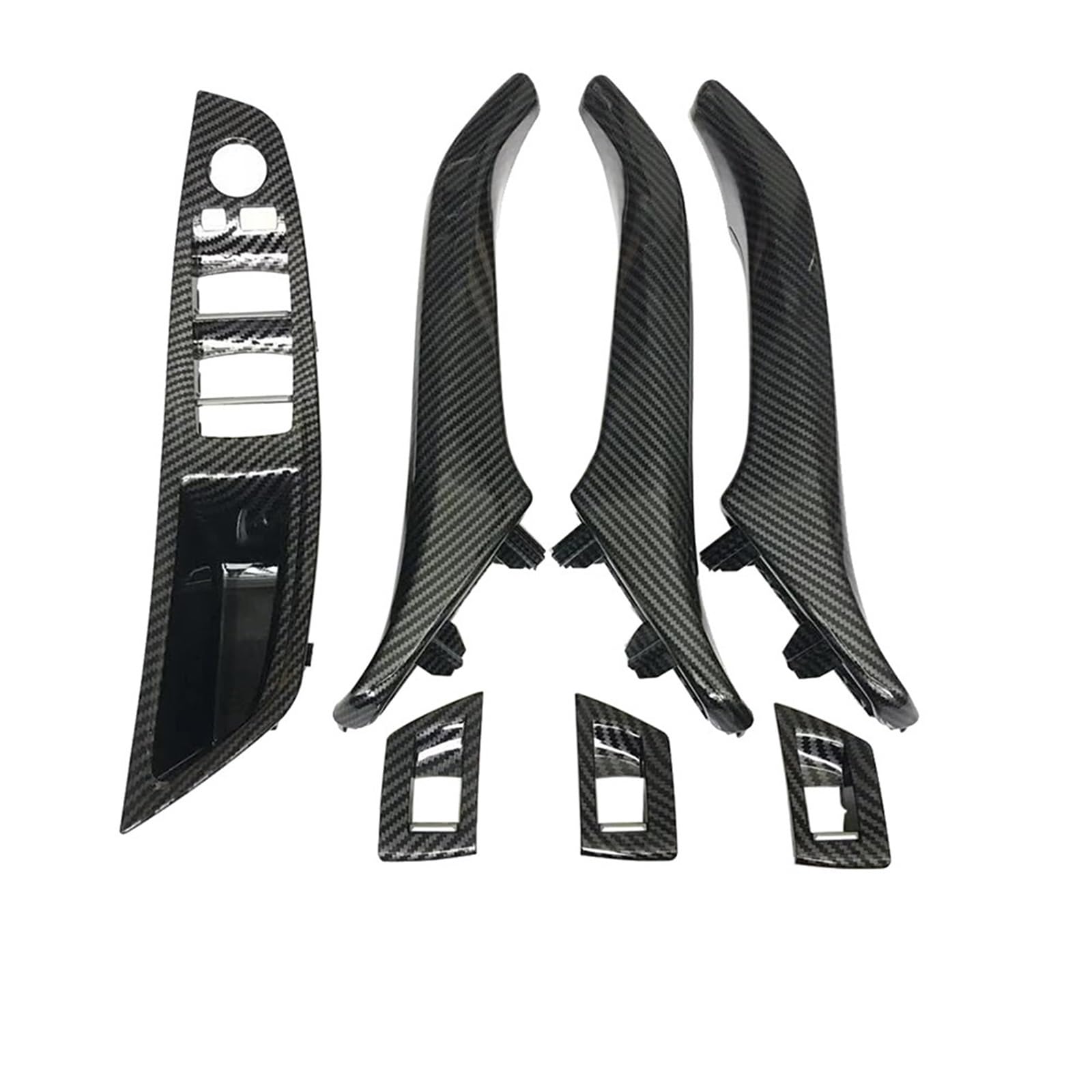 Auto Türgriff Innen Für 5 Series F10 F11 F18 520i 523i 525i 528i 535i LHD RHD Carbon Fiber Innen Tür Pull Griff 7piece Set Auto Innentürgriff(LHD Assembly Set) von CAIDIS