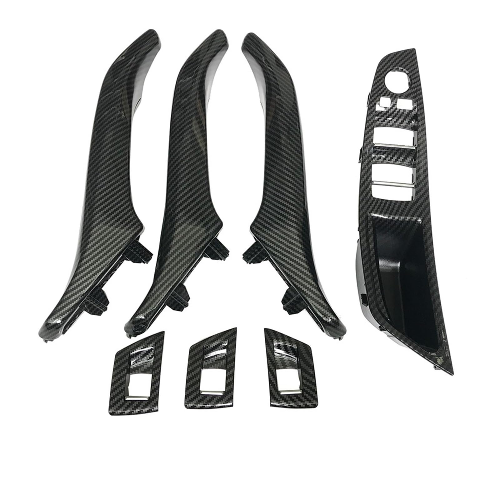 Auto Türgriff Innen Für 5 Series F10 F11 F18 520i 523i 525i 528i 535i LHD RHD Carbon Fiber Innen Tür Pull Griff 7piece Set Auto Innentürgriff(RHD Assembly Set) von CAIDIS