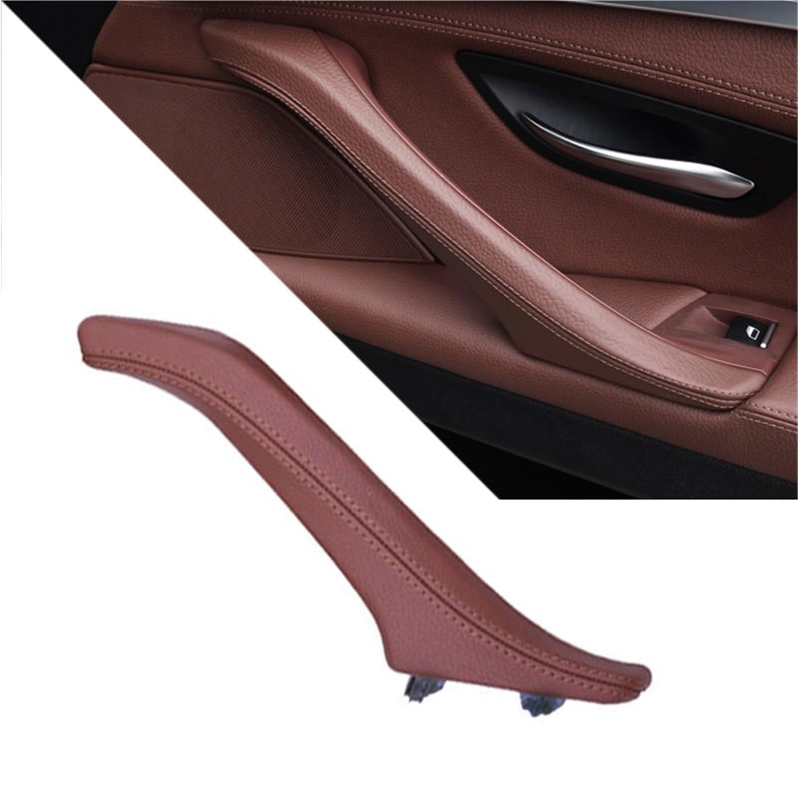 Auto Türgriff Innen Für 5 Series F10 F11 F18 520i 523i 525i 528i 535i Links Rechts Innen Beifahrertür Leder Zuggriff Montage Auto Innentürgriff(Red Brown Right) von CAIDIS