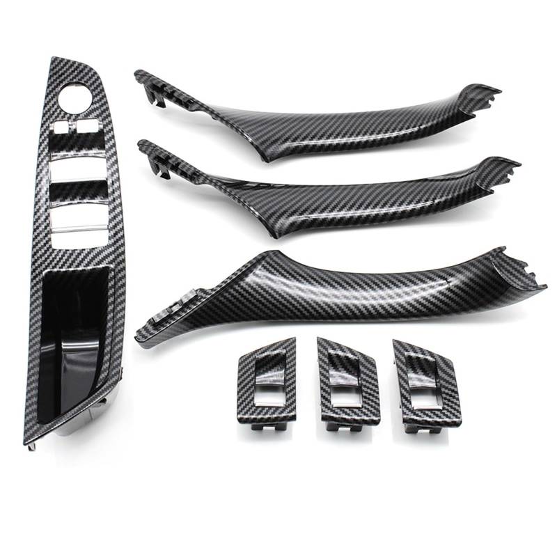 Auto Türgriff Innen Für 5 Series F10 F18 523 525 528 9 Farben Left Drive LHD Beige Schwarz Carbon Faser Auto Innen Türgriff Pull 7piece Set Auto Innentürgriff(Model A Carbonfiber) von CAIDIS