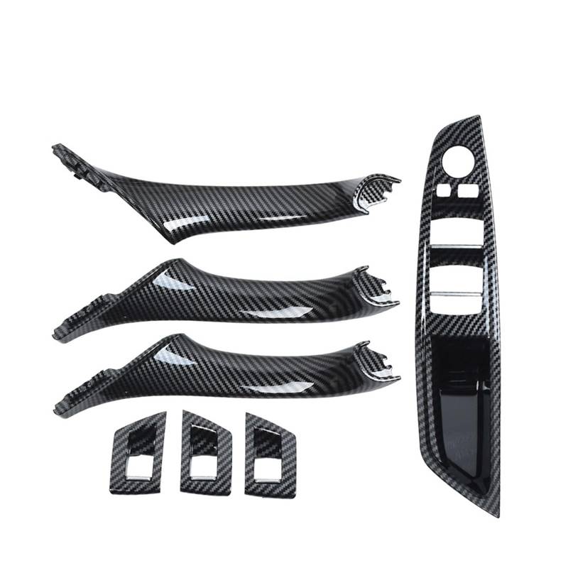 Auto Türgriff Innen Für F10 F11 F18 520 523 525 528 530 RHD Rechts Fahrer Innentür Fenster Schalter Panel Pull Griff 7PCS Set Auto Innentürgriff(Model A Carbon Fiber) von CAIDIS