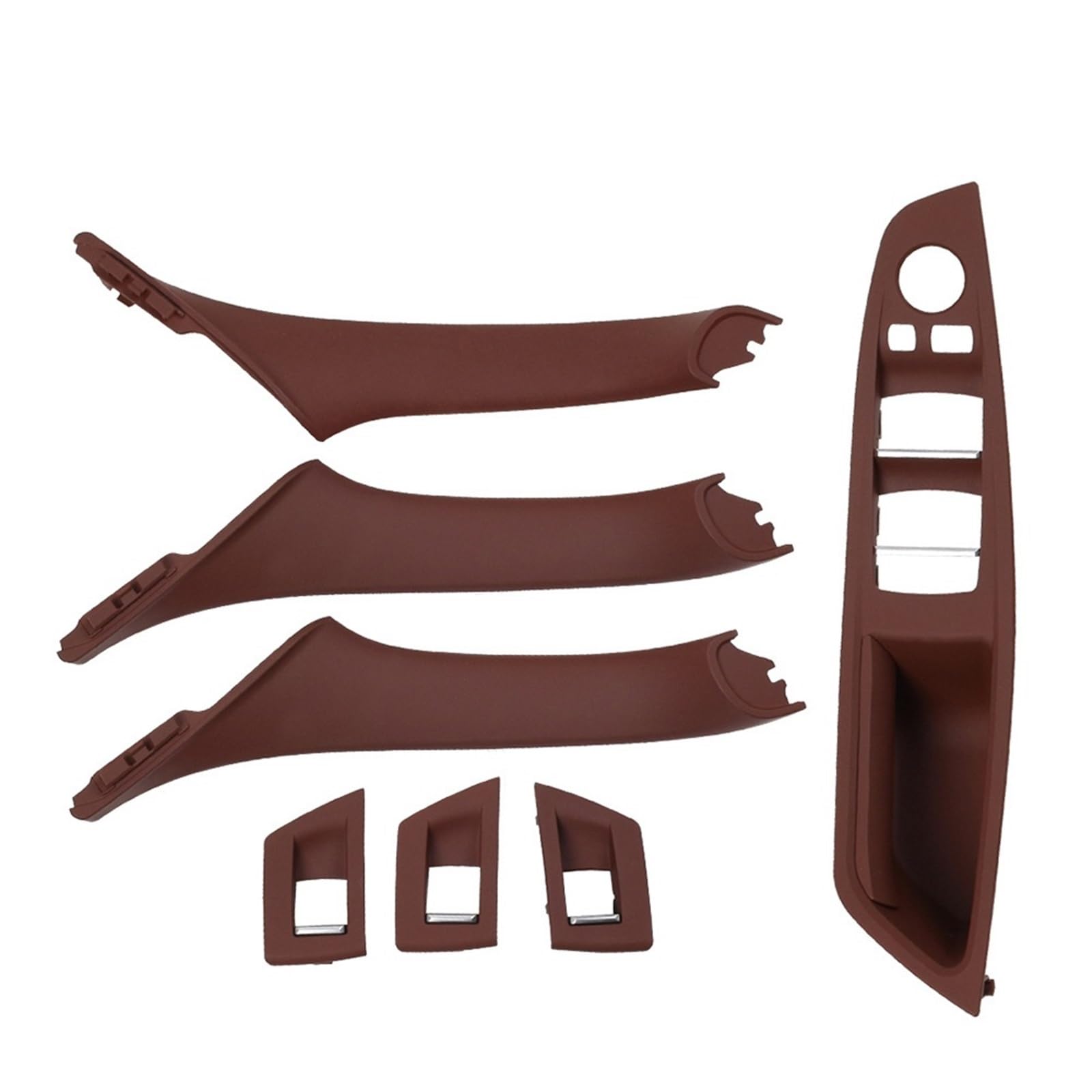 Auto Türgriff Innen Für F10 F11 F18 520 523 525 528 530 RHD Rechts Fahrer Innentür Fenster Schalter Panel Pull Griff 7PCS Set Auto Innentürgriff(Model A Red Brown) von CAIDIS