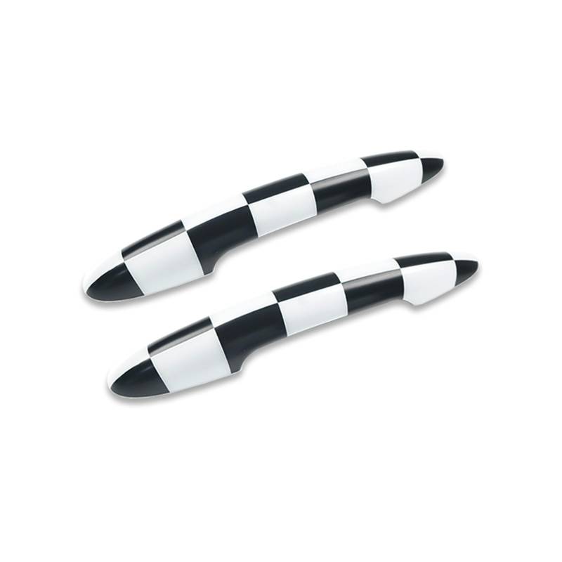 Für MINI Für Cooper S Für JCW F56 F57 2 stück Im Set Die Schwarz Flagge Türgriff Abdeckung Aufkleber trim Fahrertür Außentürgriff(Big checker,No Hole and Light) von CAIDIS