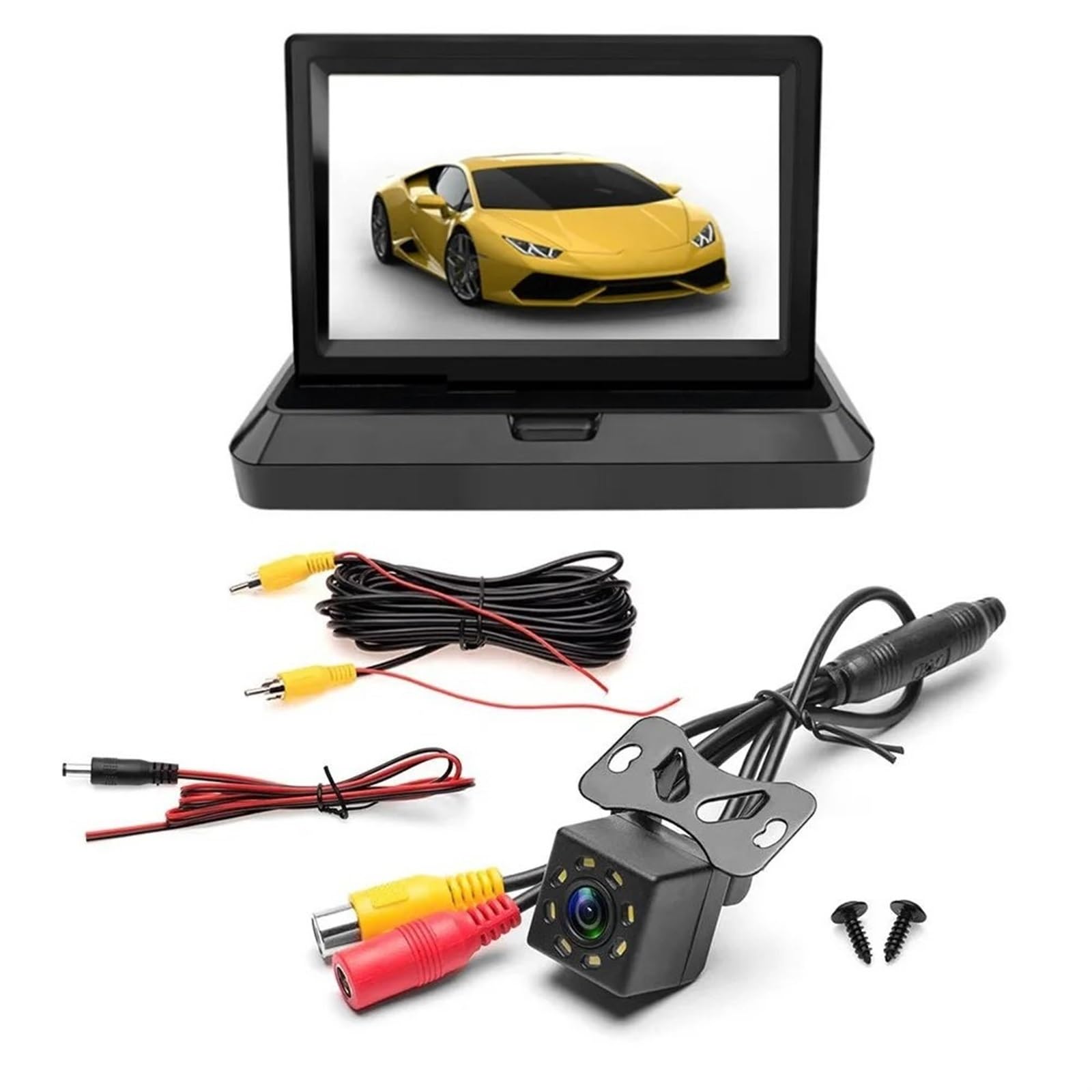 HD Rückfahrkamera 4,3/5 Zoll TFT LCD HD-Monitor Display Zwei-Wege-AV-Eingang Rückfahrkamera Faltbares Display Auto Multimedia-Bildschirm Auto Rückfahrkamera(5Inch B) von CAIDIS