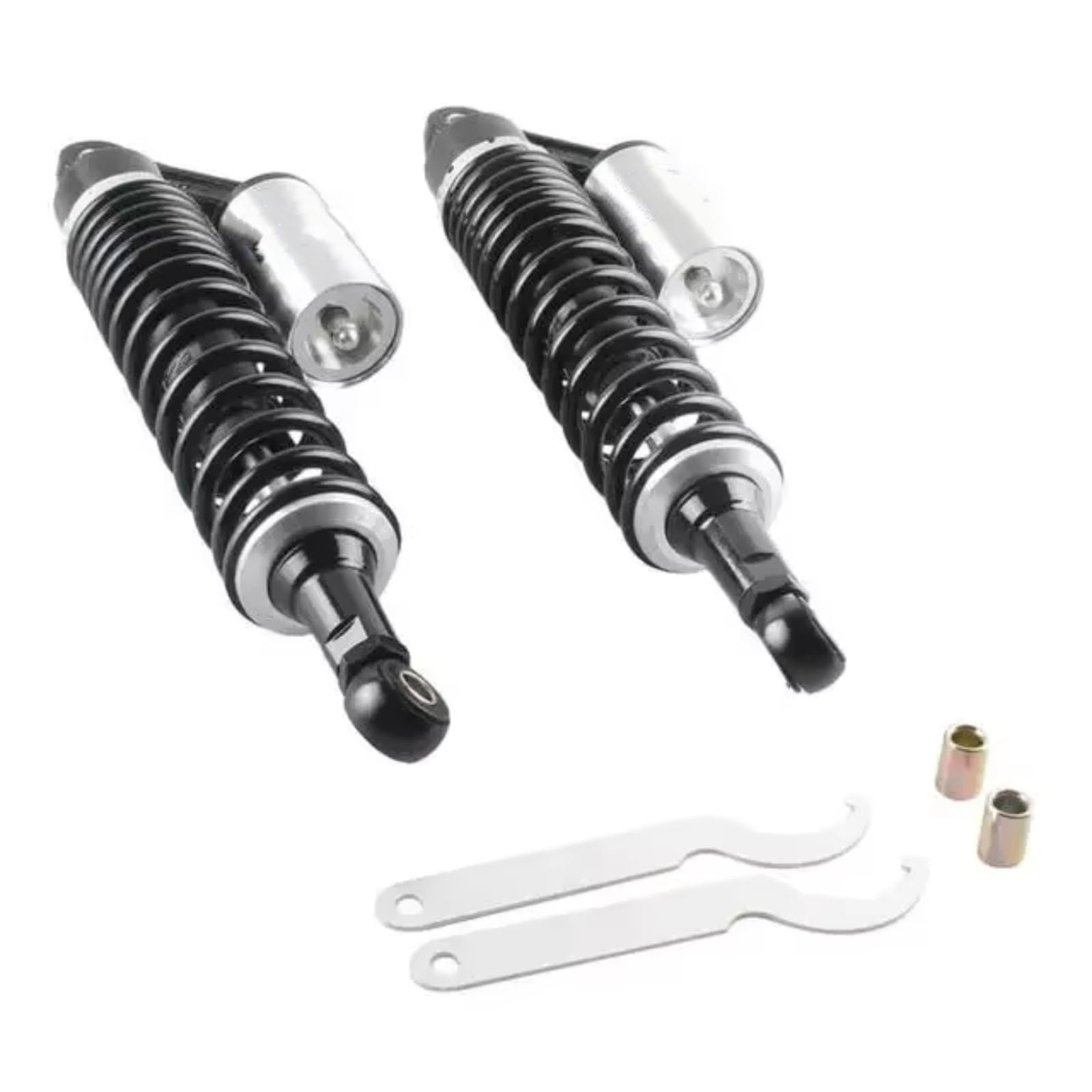 Motorrad Stoßdämpfer Universal 320mm 340mm 375mm 400mm Luft Stoßdämpfer Hinten Suspension Für 150cc-750cc Stoßdämpfer(375mm Silver Black) von CAIDIS